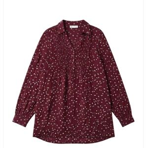 Motherhood Maternity Worms Burgundy Floral Button Up Blouse
